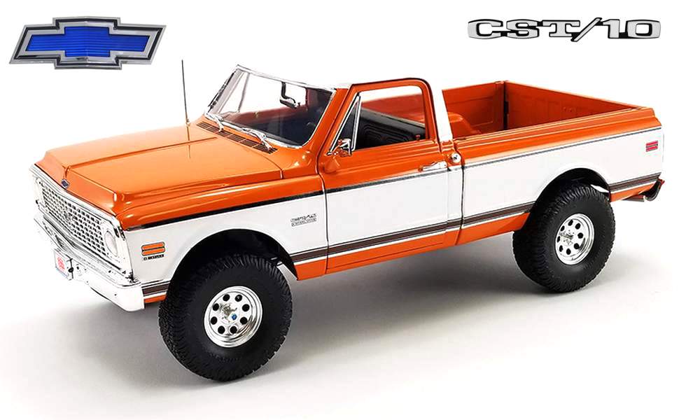 shelby pickup truck on 1 18 1972 Chevrolet Cst 10 4x4 Pickup Truck Orange White Pre Order Items Diecast Direct Inc