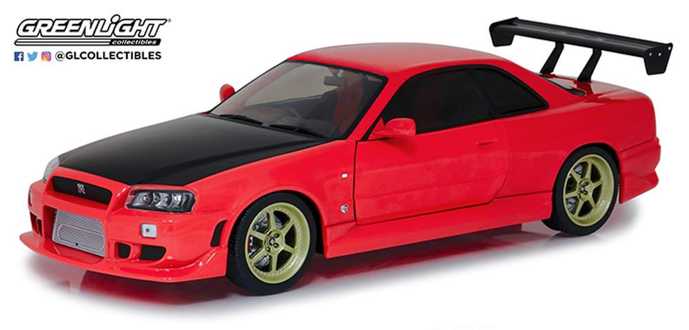 1 18 Artisan Collection 1999 Nissan Skyline Gt R R34 Red W Neon Led Light Underglow Pre Order Items Diecast Direct Inc