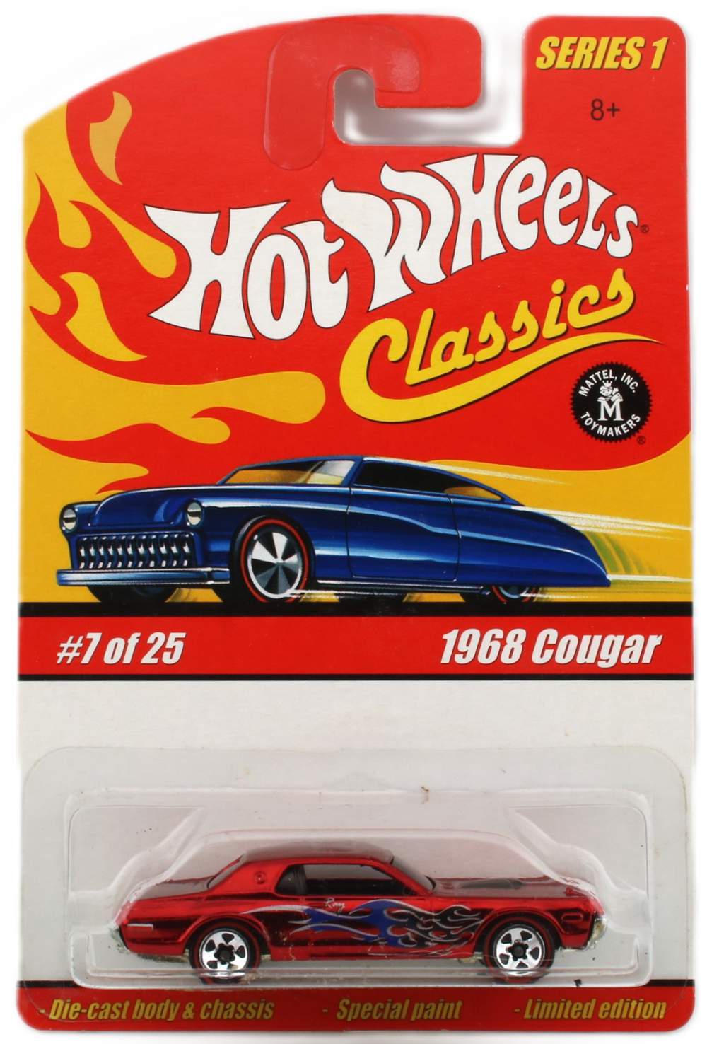 Hot Wheels Classics 1968 Mercury Cougar #7/25 - 1/64, Peinture Spectraflames Rouge, Occasion