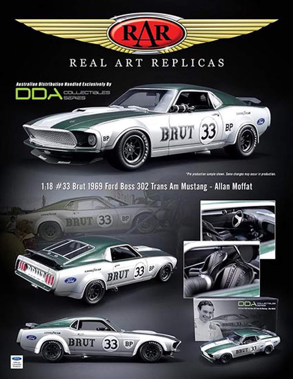 69 mustang boss 302 for sale on Diecast Car Case 1969 Ford Mustang Boss 302 Transam Allan Moffat Rar18002 1 18 Contemporary Manufacture