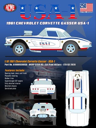 1:18 1961 Chevrolet Corvette "USA-1" 1:18 1961 Chevrolet Corvette "USA-1"