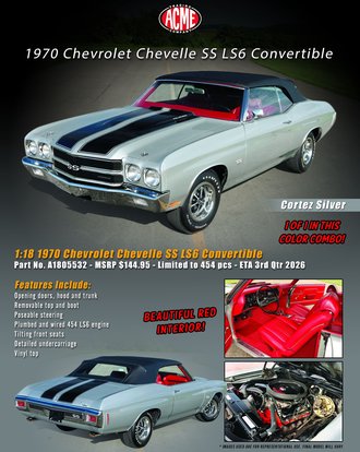 1:18 1970 Chevrolet Chevelle SS LS6 Convertible (Cortez Silver)