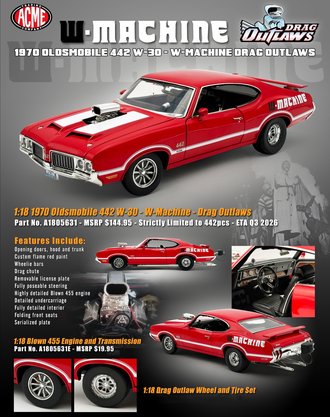 1:18 Drag Outlaws - 1970 Oldsmobile 442 W-30 "W-Machine"