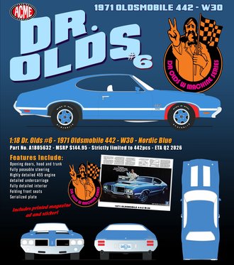 1:18 Dr. Olds #6 - 1971 Oldsmobile 442 W30 (Nordic Blue)