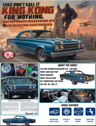 1:18 1967 Plymouth Belvedere GTX "King Kong"