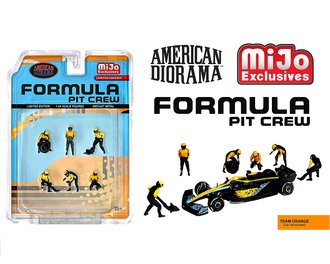 American Diorama 1:64 Figures - Formula Pit Crew - Team Orange