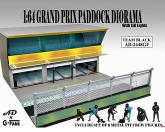 American Diorama 1:64 Figures Set Grand Prix Paddock Diorama w/L.E.D. (Team Black)