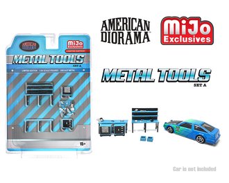 American Diorama 1:64 Figures - Metal Tools Set A Blue