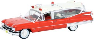 1:43 1959 Cadillac Miller-Meteor Ambulance (Red w/White Roof)