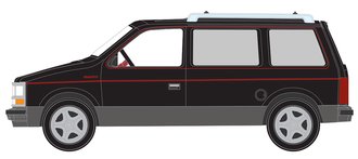 1:64 1989 Dodge Caravan Turbo (Black w/Dark Quartz Gray Lower & Red Pin Stripe)