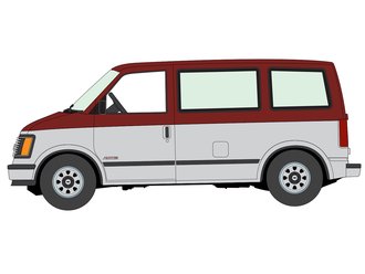 1:64 1985 Chevy Astro Van (Metallic Maroon w/Silver Lower)