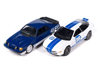 1:64 Deluxe 2-Pack - 1995 Ford Probe GT & 1984 Ford Mustang SVO (Performance White/Ford Blue) 1:64 Deluxe 2-Pack - 1995 Ford Probe GT & 1984 Ford Mustang SVO (Performance White/Ford Blue)