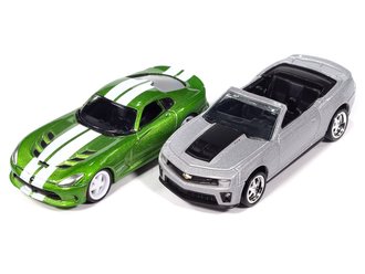 1:64 Deluxe 2-Pack - 2013 Chevy Camaro ZL1 & 2017 Dodge Viper GTC (Blue Metallic/Stryker Green) 1:64 Deluxe 2-Pack - 2013 Chevy Camaro ZL1 & 2017 Dodge Viper GTC (Blue Metallic/Stryker Green)
