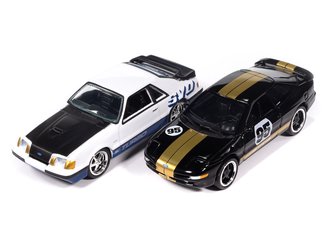1:64 Deluxe 2-Pack - 1995 Ford Probe GT & 1984 Ford Mustang SVO (Black/White) 1:64 Deluxe 2-Pack - 1995 Ford Probe GT & 1984 Ford Mustang SVO (Black/White)