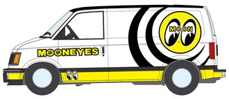 1:64 1990 GMC Safari Cargo Van (White w/Mooneyes Graphics) 1:64 1990 GMC Safari Cargo Van (White w/Mooneyes Graphics)