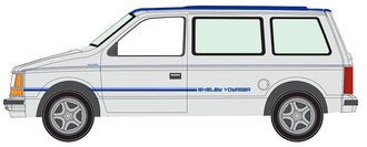 1:64 1990 Plymouth Voyager Turbo (Graveyard Gray/Blue ) 1:64 1990 Plymouth Voyager Turbo (Graveyard Gray/Blue )