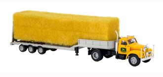 1:87 1953 Mack B-61 w/Lowboy Trailer & Hay Load "John Deere" (Yellow) 1:87 1953 Mack B-61 w/Lowboy Trailer & Hay Load "John Deere" (Yellow)