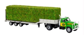 1:87 1953 Mack B-61 w/Lowboy Trailer & Hay Load "John Deere" (Green) 1:87 1953 Mack B-61 w/Lowboy Trailer & Hay Load "John Deere" (Green)