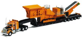 1:50 Kenworth 925 w/King Lowboy Trailer & Rock Crusher Load