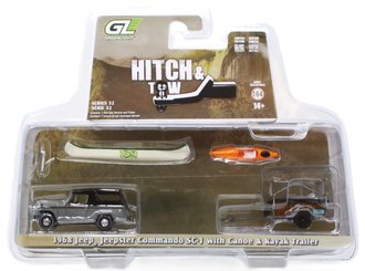 Chase 1:64 1968 Jeep Jeepster Commando SC-1 w/Canoe Trailer, Canoe Rack, Canoe & Kayak **Raw Body**