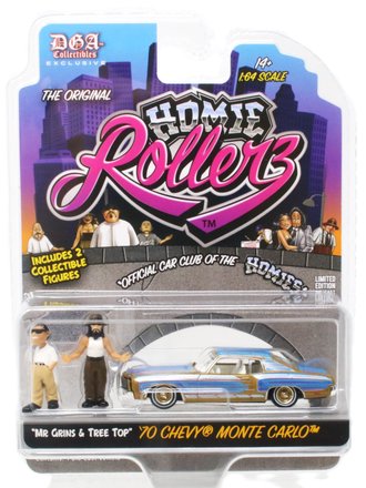 Chase 1:64 Homie Rollerz - 1970 Chevrolet Monte Carlo w/Mr. Grins & Tree Top ***Gold Body***