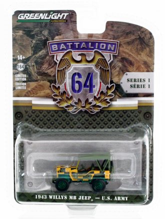 Chase 1:64 1943 Willys MB Jeep - U.S. Army Follow Me Jeep