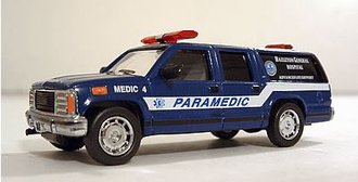1:64 GMC Suburban "Hazilton General Hospital Paramedic Unit 4" 1:64 GMC Suburban "Hazilton General Hospital Paramedic Unit 4"