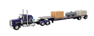1:64 Peterbilt 389 36" Sleeper w/Transcraft Stepdeck Trailer & 3 Loads (Purple/Black)