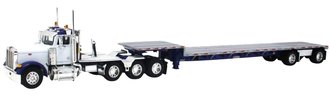 Peterbilt 379 3-Axle Day Cab (Heavy Haul Setup) w/Stepdeck Trailer (Purple/White)