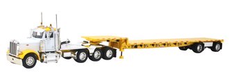 Peterbilt 379 3-Axle Day Cab (Heavy Haul Setup) w/Stepdeck Trailer (Yellow/White)