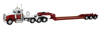 Peterbilt 379 3-Axle Day Cab (Heavy Haul Setup) w/Stepdeck Trailer "Kauff's" (Red/White)