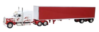 Peterbilt 379 w/53' Van Trailer (White/Red) (Owner Operator)