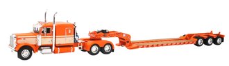 Peterbilt 379 w/Lowboy Trailer (Orange/Cream)