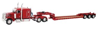 Peterbilt 379 w/Lowboy Trailer (Red w/Flames)