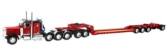 Peterbilt 379 Tri-Axle w/Lowboy, Jeep, Spreader & Stinger (Red)