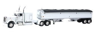 Peterbilt 379 63" Sleeper w/Grain Trailer (White Out)
