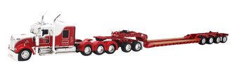 Kenworth W900 w/72" Sleeper Tri-Axle w/Lowboy, Flip Axle & Jeep "Kauff's Transportation"