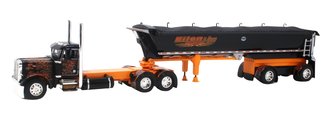 1:64 Peterbilt 379 w/Mac'Simizer End Dump Trailer "Eilen & Sons" (Black/Orange/Chrome)