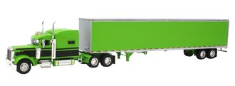 Peterbilt 379 w/63" Mid-Roof Sleeper & Dry Trailer (Lime Green/Black)