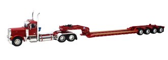 Peterbilt 379 Day Cab w/Fontaine Detachable Lowboy & Flip Axle (Red)