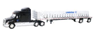 1:64 Freightliner Cascadia w/Flatbed & Tarp Load "Landstar"