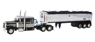 Peterbilt 379 w/MAC Square Bottom Three-Axle Coal Trailer "Chrome Shop Mafia" (Silver/Black)