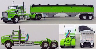 1:64 Kenworth T800 Sleeper w/Grain Trailer (Lime Green/White) 1:64 Kenworth T800 Sleeper w/Grain Trailer (Lime Green/White)