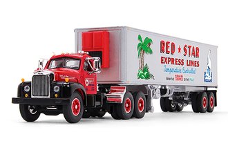 1:64 Mack B-61 Day Cab w/40' Vintage Reefer Trailer "Red Star Express Lines"