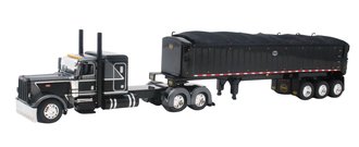 1:64 Peterbilt 389 Flat Top Sleeper w/Mac End Dump Trailer (Gun Metal Gray/Black) 1:64 Peterbilt 389 Flat Top Sleeper w/Mac End Dump Trailer (Gun Metal Gray/Black)