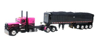 1:64 Peterbilt 389 Flat Top Sleeper w/Mac End Dump Trailer (Pink/Black) 1:64 Peterbilt 389 Flat Top Sleeper w/Mac End Dump Trailer (Pink/Black)