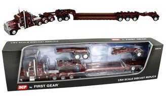 1:64 Peterbilt 389 Tri-Axle w/Lowboy, Jeep & Stinger Heavy Haul Set (Teal/White)