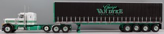 1:64 Peterbilt 379 Sleeper w/4-Axle Utility Tautliner Trailer "George VanDyke" (White/Green/Black)