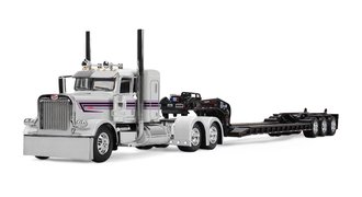 1:64 Peterbilt 389 Flat Top Sleeper w/Fontaine Magnitude Lowboy Trailer (White/Black)