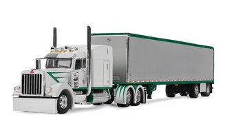 1:64 Peterbilt 389 Mid-Roof Sleeper w/53' Utility Trailer (White/Green) 1:64 Peterbilt 389 Mid-Roof Sleeper w/53' Utility Trailer (White/Green)
